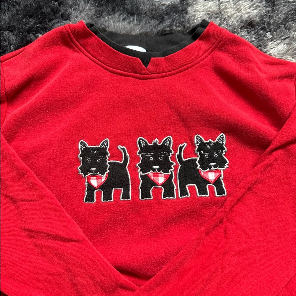 BonWorth Vintage Red Sweater with Black Collar and a Dog Design